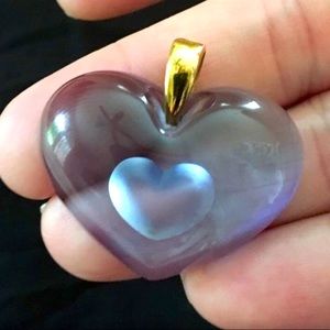 💙 Lalique Crystal “Tender Heart” Pendant Necklace